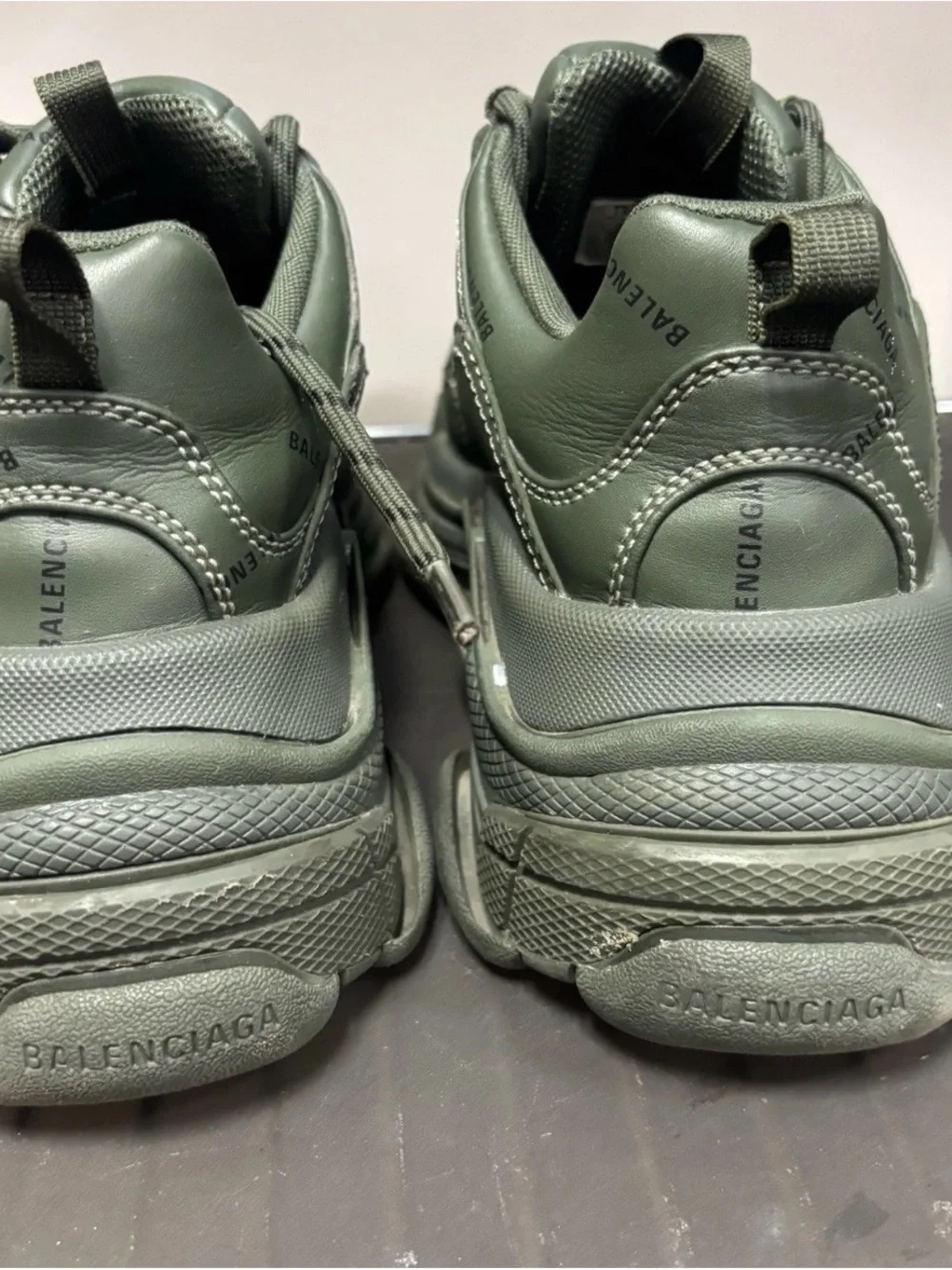 Balenciaga Triple S Dark Green Sneakers Sz 10 US
